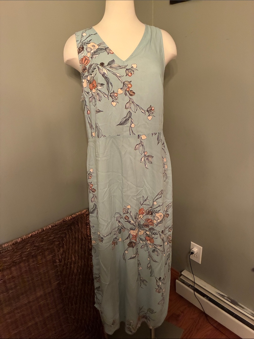 a new day Light Blue Floral V-Neck Sleeveless Maxi Dress